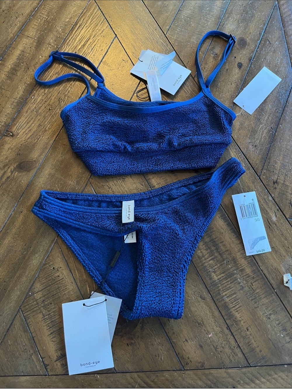 bond-eye Navy Textured Bikini Set
